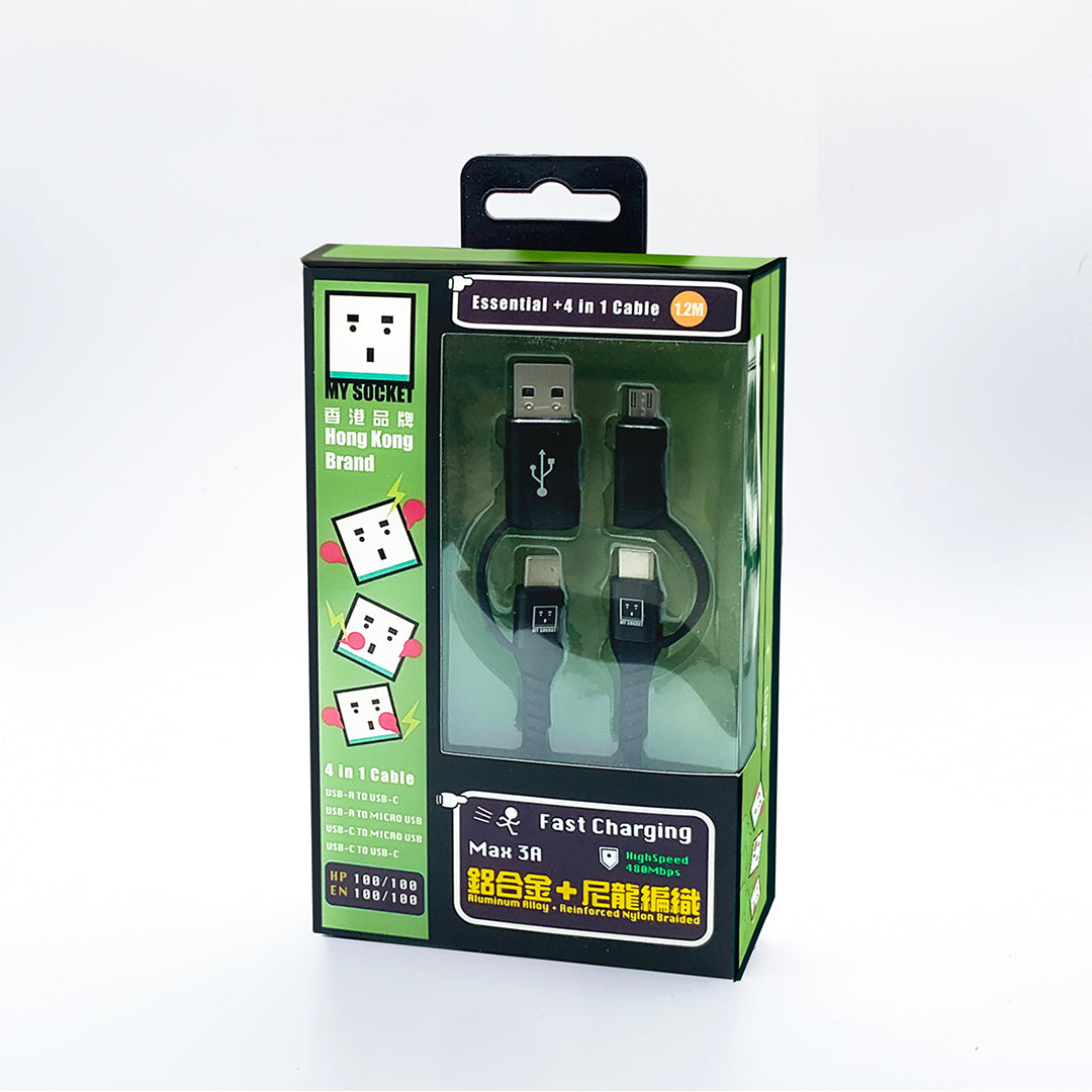 (買一送一優惠) MY SOCKET USB 4合1充電線 (1.2米)