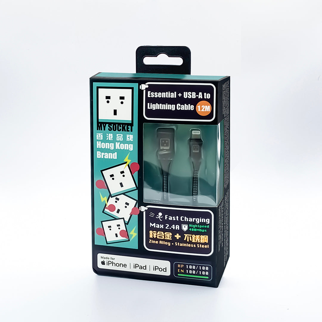 (買一送一優惠) MY SOCKET USB-A至Lightning充電線 (1.2米)