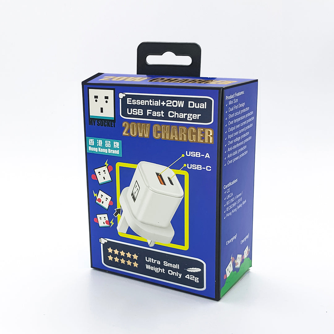 (買一送一優惠) MY SOCKET 20W 雙USB迷你快速充電器