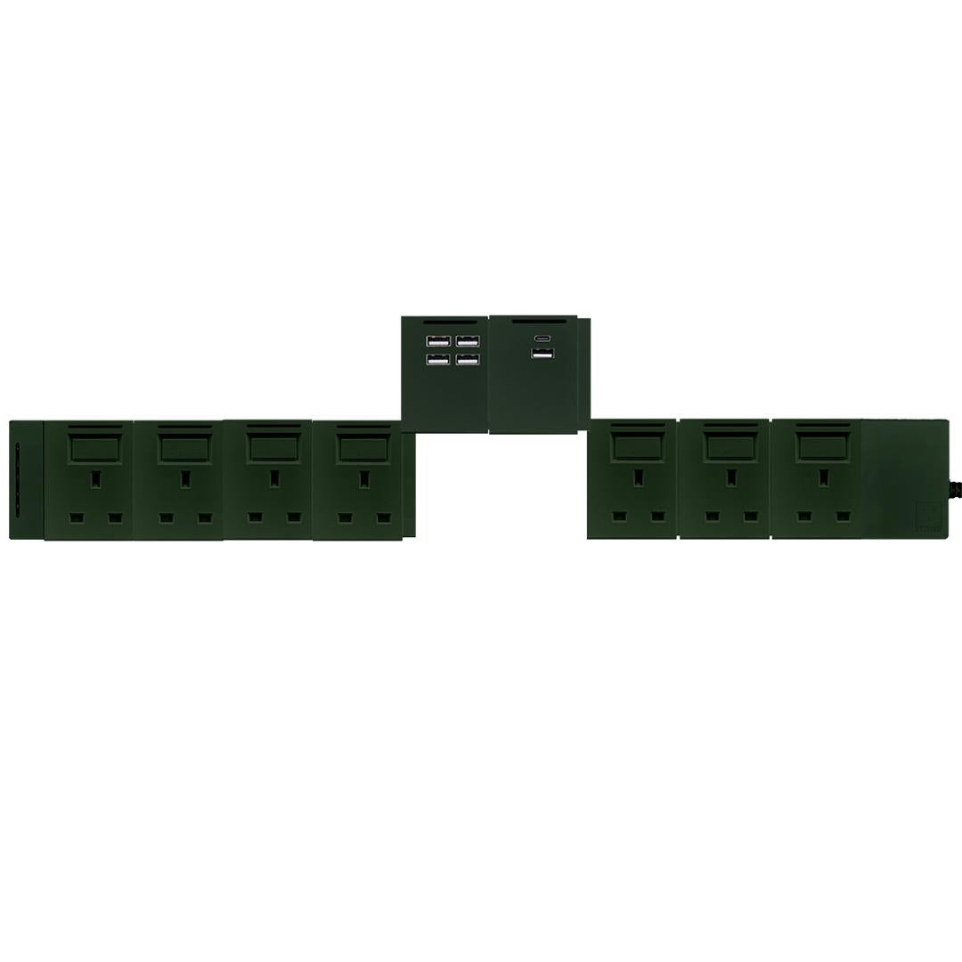 9模組 - 1A1C + 4USB + 13A + 開關組合｜單色系列｜MY SOCKET 組合拖板